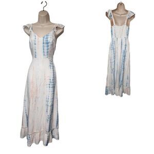 Japna Tie Dye Multicolor Pink and Blue Maxi Dress Size Small